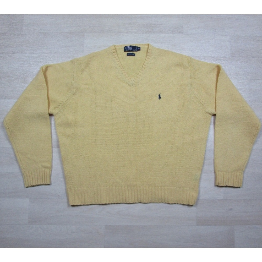 Vintage 90s Polo by Ralph Lauren Lambswool‎ Sweater Men's (XL) Preppy V Neck